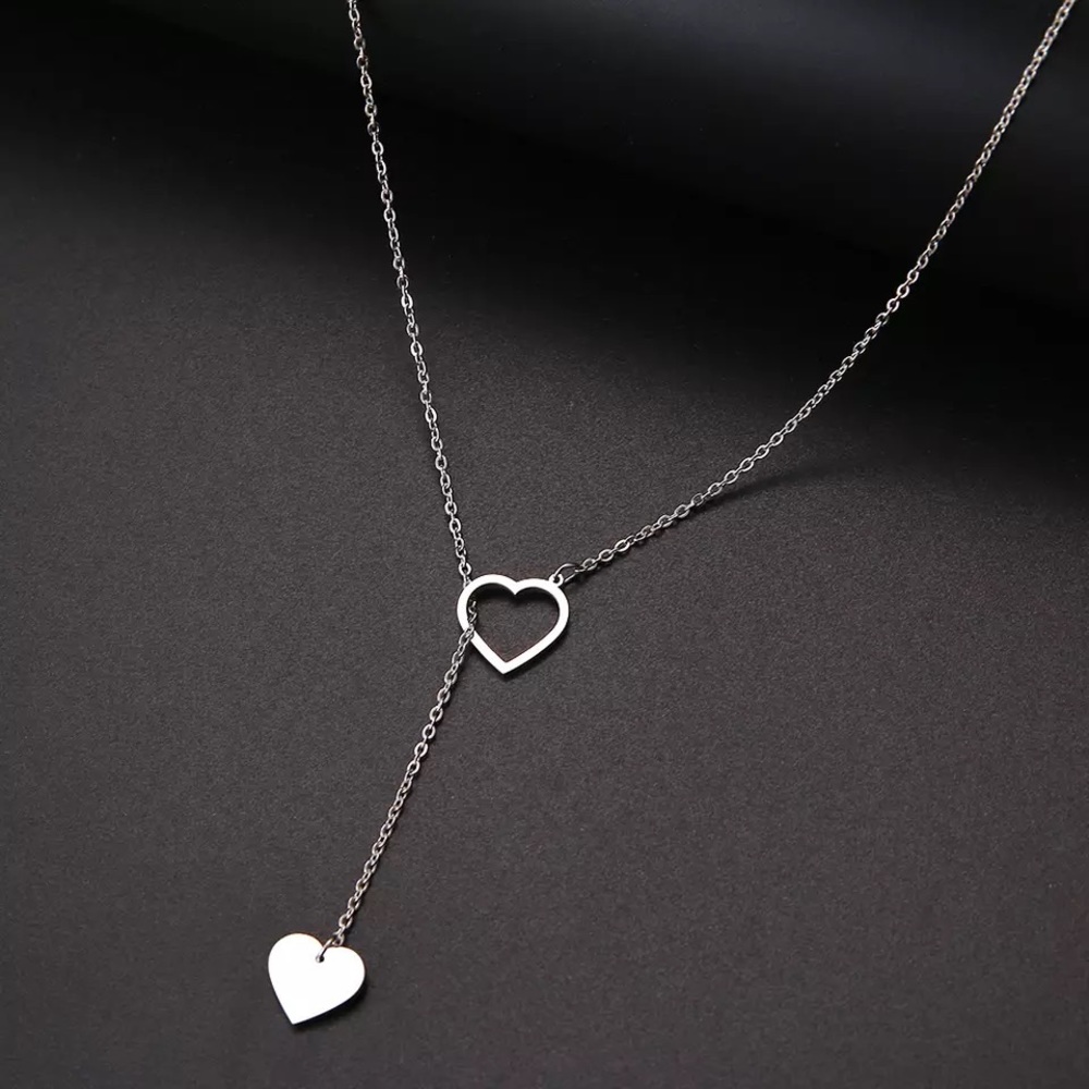 Long pendant heart shaped necklace minimalist